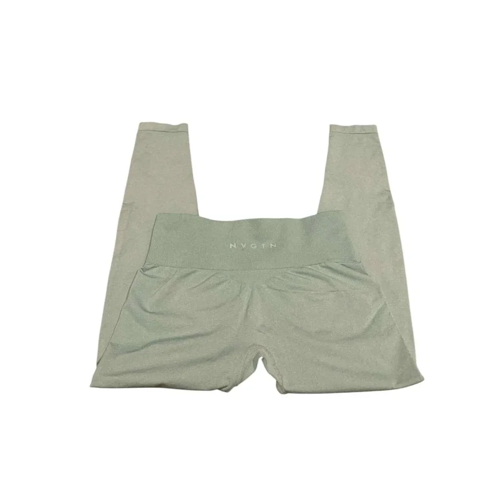 NVGTN Seamless Leggings Womens Large‎ Sage Green High Waisted Gymcore Athleisure